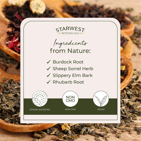 1 lb Starwest Botanicals Essiac Tea Organic - Caffeine Free Herbal Blend, Loose Leaf Burdock Root, Slippery Elm Bark