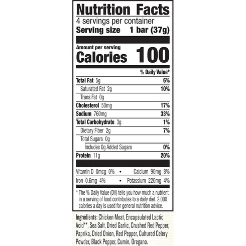 4 5.2 oz EPIC Chicken Sriracha Bar, Keto and Paleo Friendly, Protein Bars, Ct