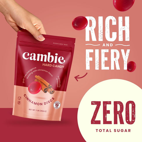 1 lb Cambie Sugar Free Hard Candy, of Sugar Free Candy Individually Wrapped, Cinnamon
