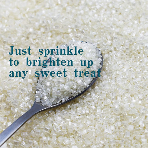 LEBERY Sanding Sugar, White Edible Sprinkles for Cake Decorating, 3 oz Crystal Candy for Wedding Baking