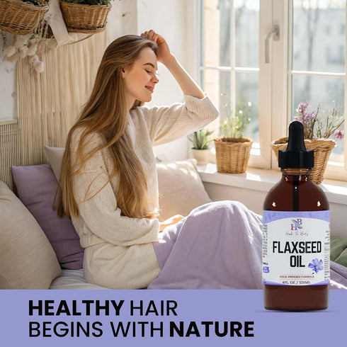 4 oz, 3 Herb To Body Organic Flaxseed Oil Rich in Omega Fatty Acids for Hair Care & Skin Care Support, Versatile