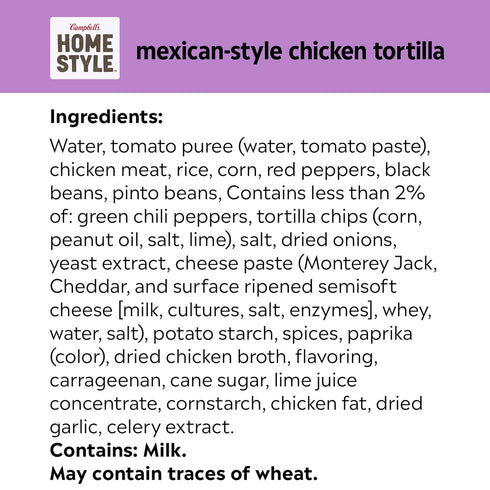 Campbell's Homestyle 16.1 OZ 12) Mexican-Style Chicken Tortilla Soup, Can (Case