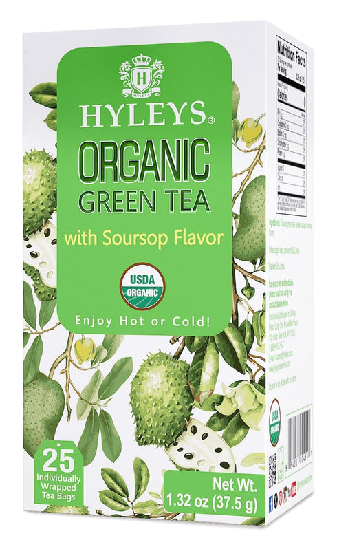 Hyleys Organic Green Tea Soursop Flavor, 25 Tea Bags, Graviola Guanabana Tea
