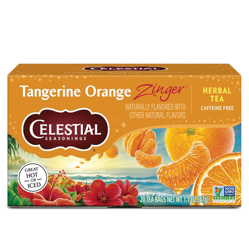Celestial Seasonings Tangerine Orange Zinger Herbal Tea, Caffeine Free, 20 Tea Bags
