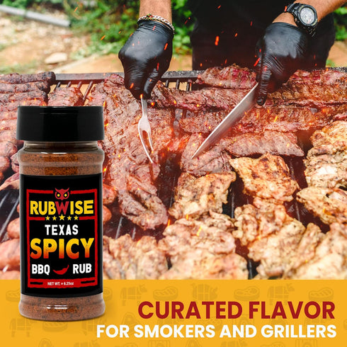 RubWise Texas Style Spicy Brisket Rub, 6.25oz | All-Natural Dry BBQ Rubs for Smoking and Grilling