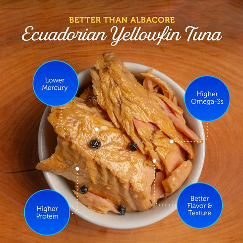 Packed (6 Packs, ONBOARD Yellowfin Tuna Fillets, Mediterranean Seafood Diet | Pescatarian Jarred Atun, Fresh Sea Tuna