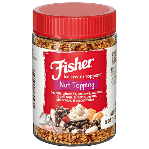 Fisher Mixed Nuts Ice Cream Topping, 5 oz, Peanuts, Almonds, Cashews, Walnuts,