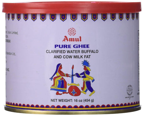 AMUL Pure Ghee Clarified Water Buffalo and Cow Milk Fat, 16 Ounce