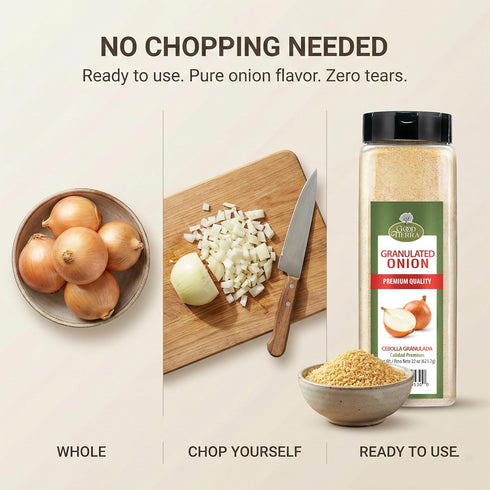 22 oz Good Tierra Granulated Onion - Dehydrated Onion Powder for Cooking, All Purpose Seasoning, Culinary Gourmet Spice