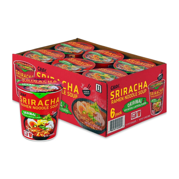 CHOI Sriracha Ramen Noodle Soup, Original - Microwavable Cup, 2.29 oz. (65g),