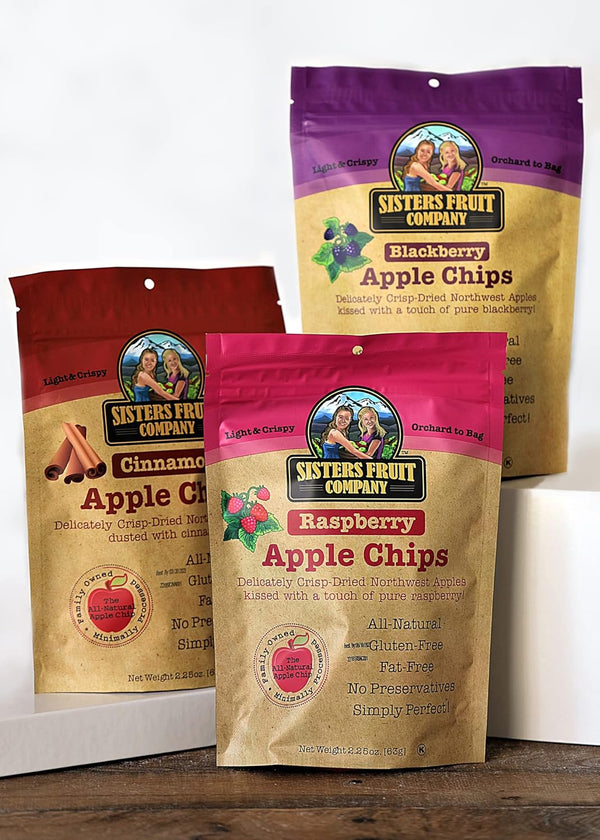 Sisters Fruit Company, TRIO, Apple Chips, All Natural, Gluten-Free, Fat-Free (Contains THREE