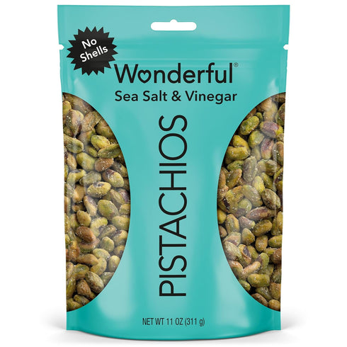 Wonderful Pistachios No Shells, Sea Salt & Vinegar Flavored Nuts, 11 Ounce