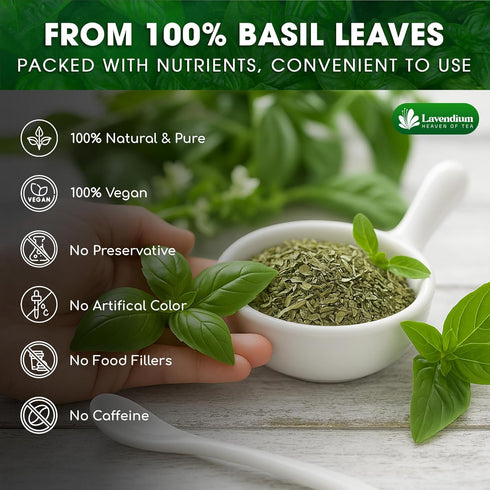 8oz 100% Lavendium, Premium Dried Basil Pure, Non-GMO, Gluten-Free, Vegan Aromatic Culinary Herb for Cooking, Garnish