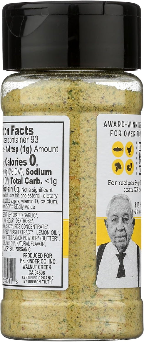 3.3 OZ KINDERS Organic Lemon Butter Garlic Seasoning