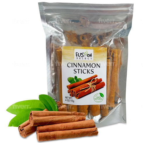 Fusion Select Cinnamon Sticks, Whole Canela Bark for Asian, Indian, Middle Eastern Cuisine, 4 oz