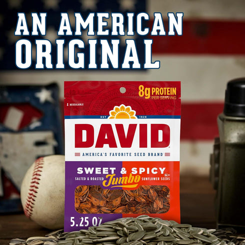 5.25 oz. DAVID Jumbo Sunflower Seeds, Sweet and Spicy Flavor