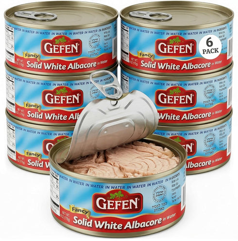 Gefen Solid White Albacore Tuna in Water 6oz (6 Pack), Kosher for