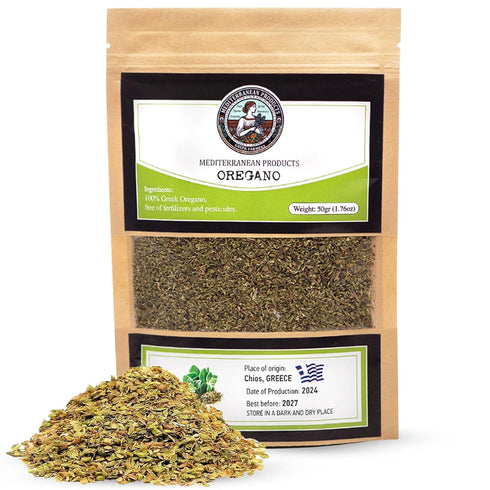 Greek Oregano Dried - Mediterranean Products Organic Oregano, Premium Leaves, Hand Picked, No Pesticides