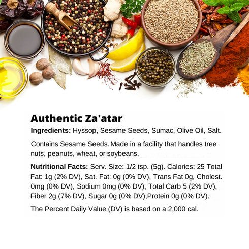 Premium Authentic Lebanese Zaatar by SPICE + LEAF, Vegan Kosher Preservative Free Spice Blend, 3.5 oz