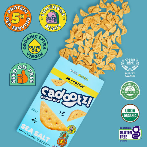 5g 6 Pack cadootz | Sea Salt | Organic Protein Kids Snack with Protein, Clean Label, Gluten Free, No Seed Oils, No