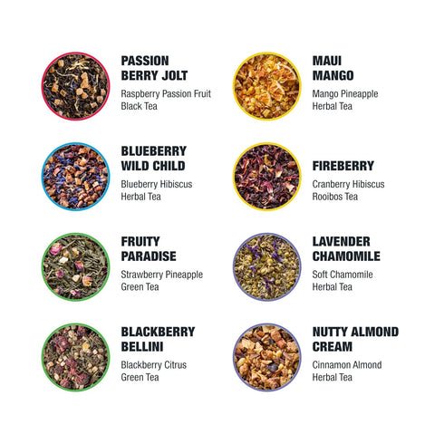 8 Set Pack 8 5oz Tiesta Tea - Top Favorites Sampler and Brewmaster Infuser Bundle, Loose Leaf Variety with Green
