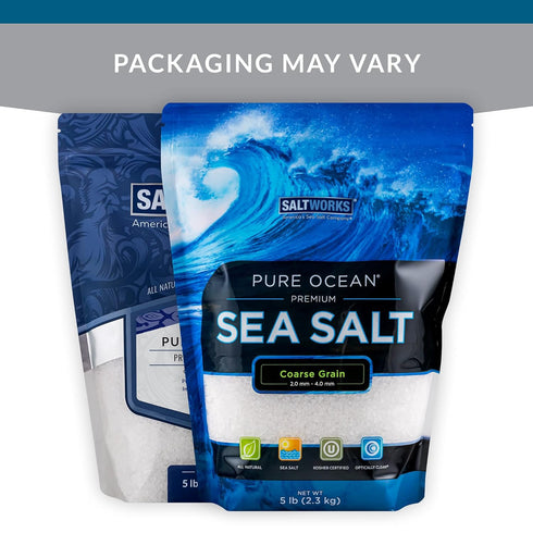 5 SaltWorks Pure Ocean Sea Salt, Coarse Grain, Pound Bag