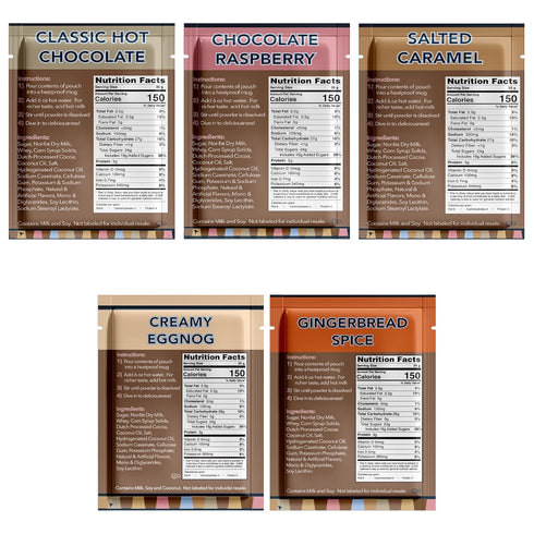 Packets Pack,18 Count (Pack 2) Double Donut Coffee Flavored Hot Chocolate Variety Includes Classic, White Chocolate