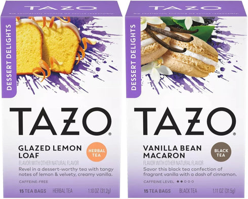 TAZO Tea Bags, Glazed Lemon Loaf Herbal Tea, & Vanilla Bean Macaron