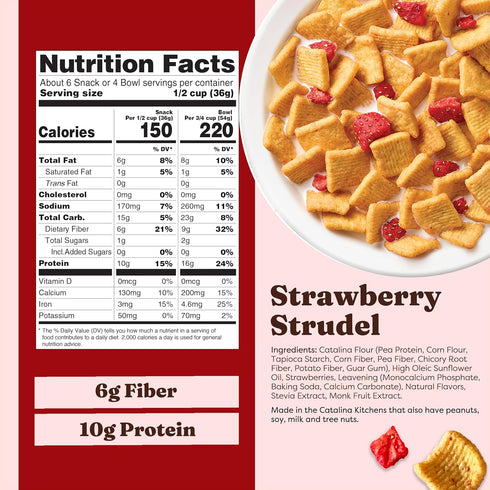 10g 8 oz Catalina Crunch Protein Cereal - Breakfast Cereal with of Protein, No Added Sugar - Gluten Free - Strawberry