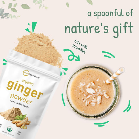 2lbs (32oz) Organic Ginger powder, | Premium Source for Spice & Seasoning | Great for Baking, Cooking & Tea | Additive
