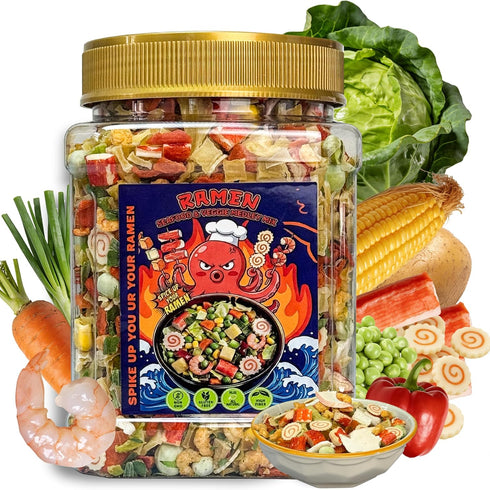 UWE KOETTER 12oz Dried Ramen Toppings Seafood Mix-11 Mixed Dehydrated Seafood & Vegetables with