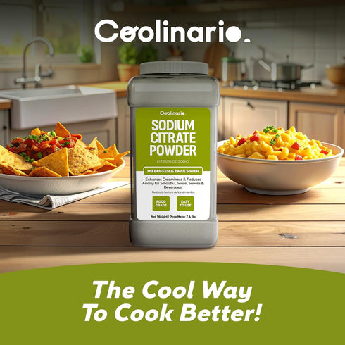 1 (7.4 lbs) Coolinario Sodium Citrate Powder - Gal Food Grade pH Buffer & Emulsifier for Smooth Cheese, Sauces