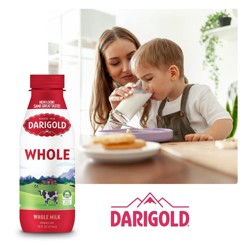 12 15g 14oz, 12 Pack Darigold Shelf Stable Whole Milk Bottle with Essential Nutrients, Protein, rsBT Free - (Whole)