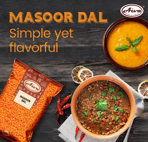 4 LB Aiva Masoor Dal (Red Split Lentils) No Husk Bulk | Premium Quality for Soups, Stews, and Indian Cooking
