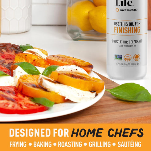 100% 16.9 Oz (1 Pack) Chefs Life Finishing Oil - Olive Oil Extra Virgin, Extra Virgin Olive Oil, EVOO, Perfect