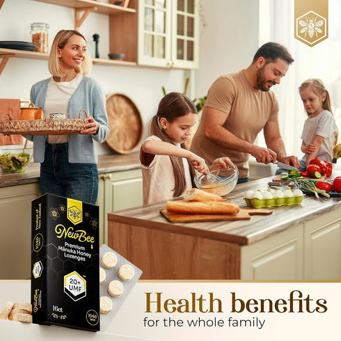 NEWBEE Lozenges, 16 Count 20+, 1046 Manuka Honey Made W/UMF MGO New Zealand Manuka Honey, UMF Certified, Monofloral