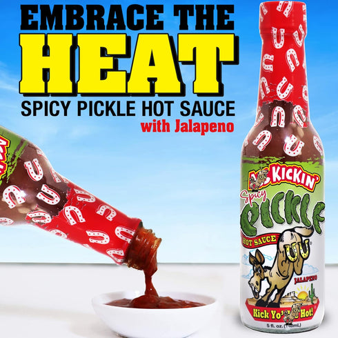 KICKIN' Spicy Pickle Hot Sauce - 5 oz - Premium Gourmet Jalapeno for Wings and Burgers