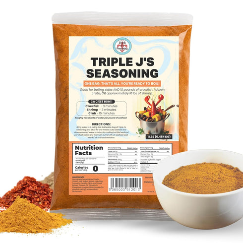 Triple J's Authentic Louisiana Crab Boil Seasoning 1lb Seafood Boil Booster for Shrimp, Crawfish,