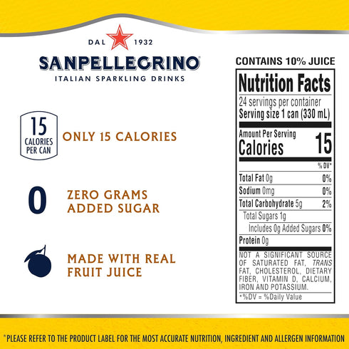 Sanpellegrino 24 Pack 11.15 Oz Zero Grams Added Sugar Italian Sparkling Drinks Lemonade, Sparkling Lemon Beverage