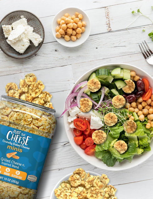 10 oz Just the Cheese Minis Grilled Cheese Crisps, Jar, Delicious Low-Carb Lifestyle Protein Chips, High-Protein
