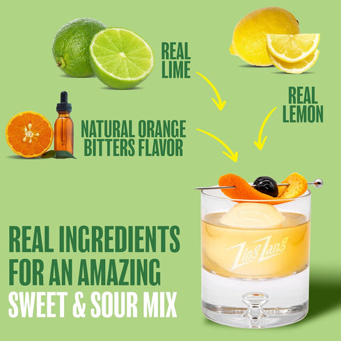 32 Oz (Pack 3) Zing Zang Sweet & Sour Mix, Non-Alcoholic Cocktail Mixer, Fl Bottle