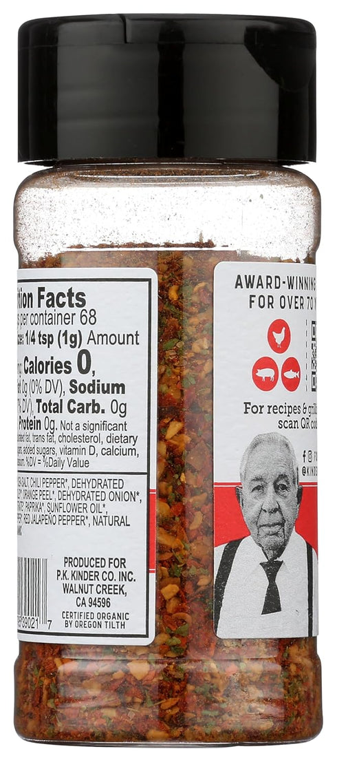 2.4 OZ KINDERS Organic Red Jalapeno & Garlic Seasoning