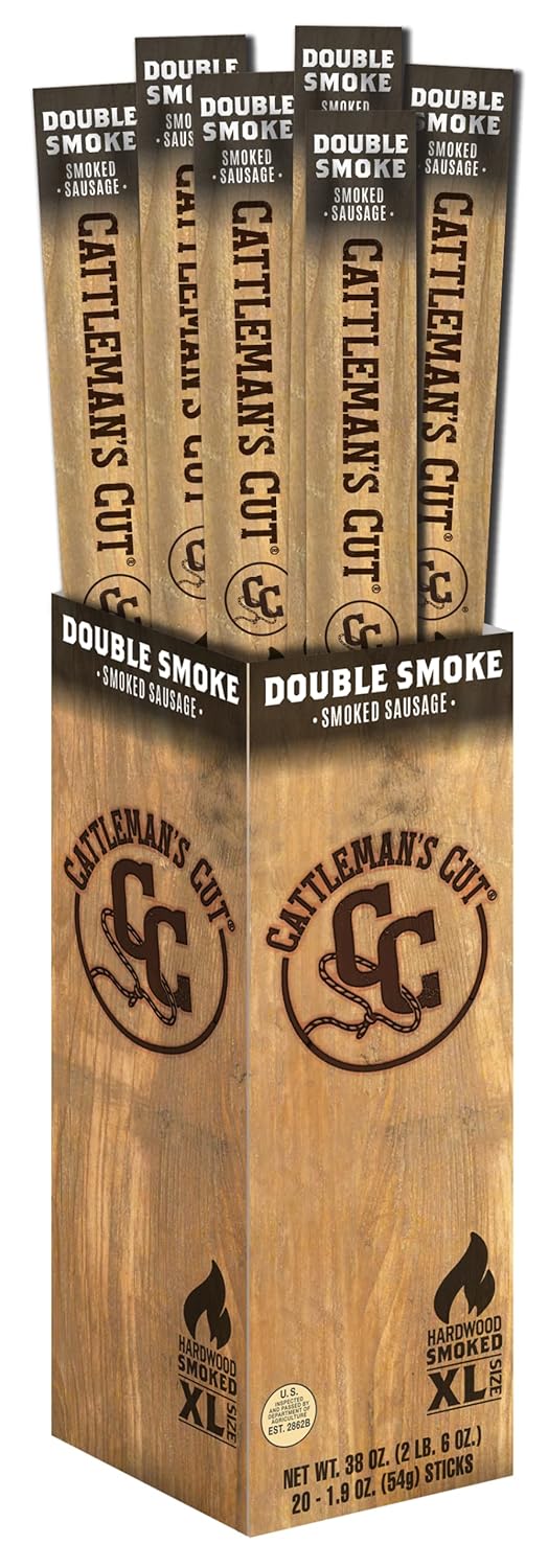 Cattleman's Cut Double Smoked Sausages, XL Size, 1.9 Ounce (Pack of 20),