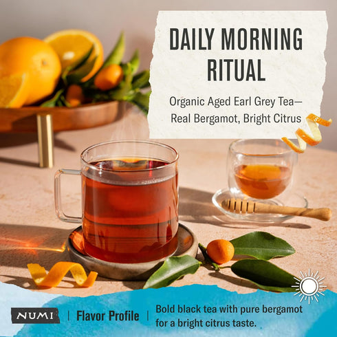 54 Numi Organic Aged Earl Grey Tea | Black Tea Bags | Assam Black Tea with Real Bergamot | Caffeinated