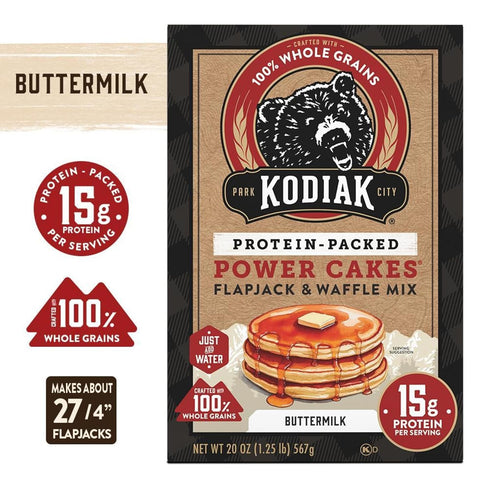 20 Oz, (Pack 6) Kodiak Cakes Protein Pancake Power Cakes, Flapjack and Waffle Baking Mix, Buttermilk