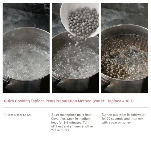 WuFuYuan Boba Tapioca Pearls - Black Sugar Flavor, Ready to Cook in 5 Minutes, 8.8 oz.