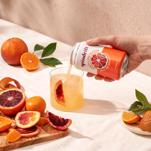 12 Pack 8 Spindrift Sparkling Seltzer Water, Blood Orange Tangerine Flavored, Made with Real Squeezed Fruit, Fluid