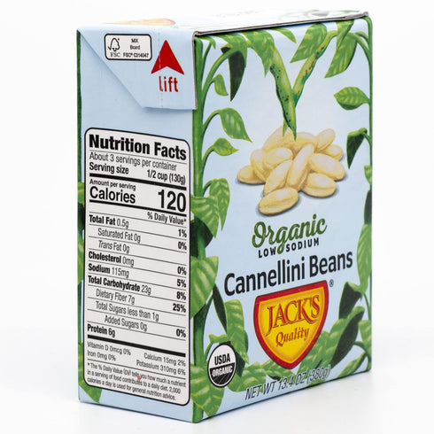13.4 oz. (8-PACK) Jack's | Organic Cannellini White Beans | Filled with Protein & Fiber, Low Sodium & Non-GMO |