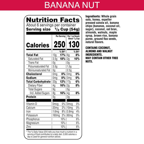 (5 Bear Naked Granola Cereal, Whole Grain Granola, Breakfast Snacks, Banana Nut Blend Bags)