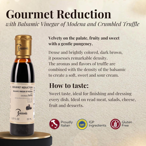 5.07 fl.oz. PENINSOLA Gourmet Balsamic Reduction with Truffle Authentic Italian Glaze with Balsamic Vinegar of Modena